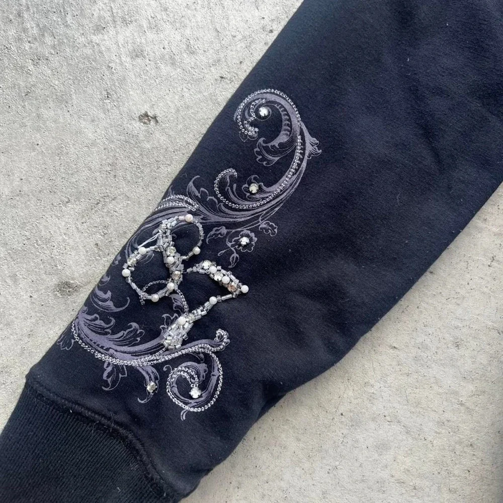 Black Aeropostale zip-up hoodie essential with embroidery - Picture 4 of 8